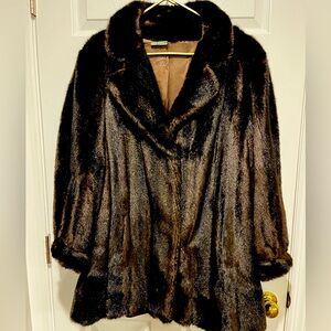 Mincara sz large faux fur coat styled by Russel Taylor vintage brown